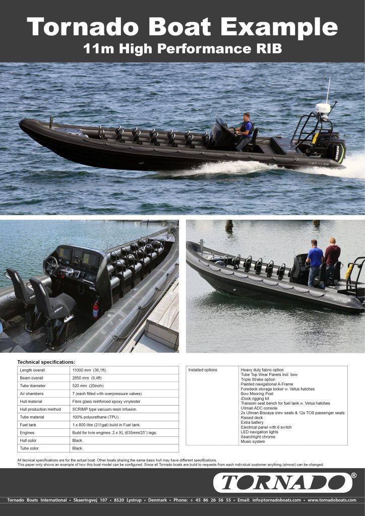Tornado 11m RIB boat example