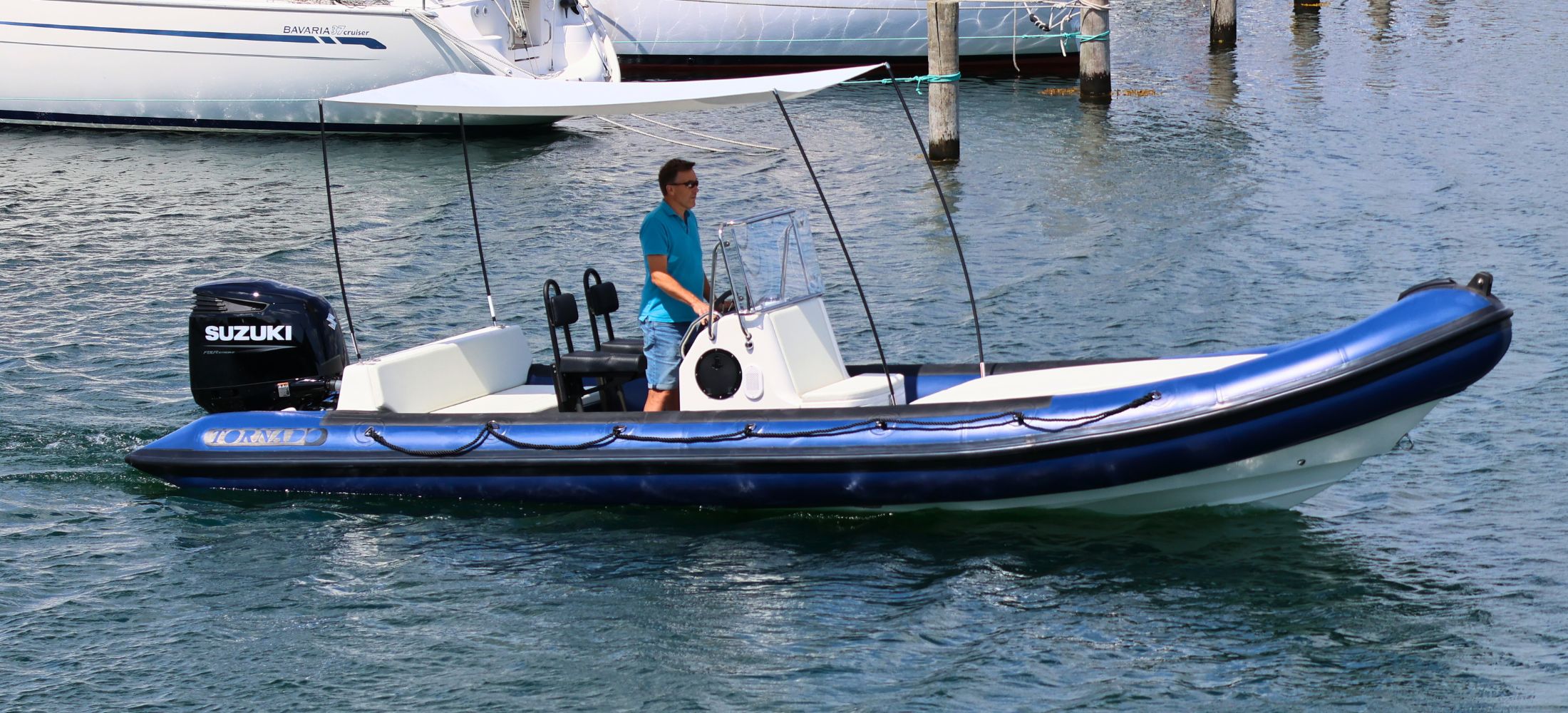 Tornado-7.8m-high-performance-rib-with-bimini-and-sundeck-for-relaxation-and-sun-bathing